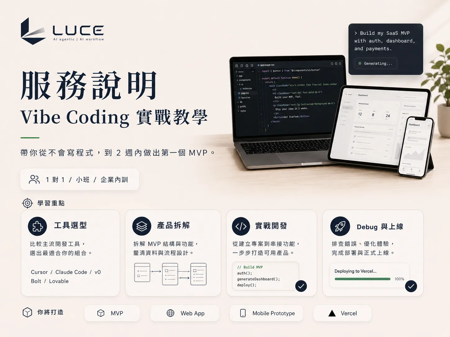 Vibe Coding Hands-on Tutoring service overview